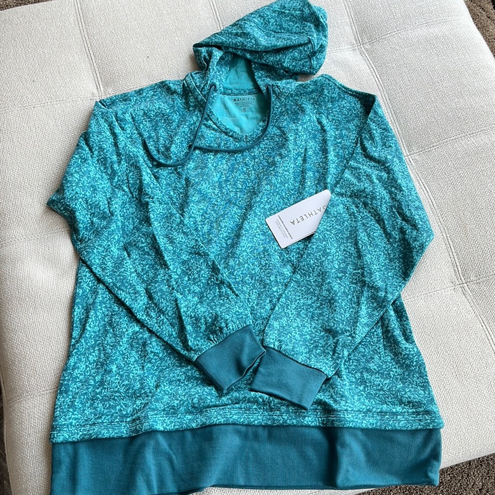 NWT Athleta Sundown Alliance Hoodie. XS. Teal, Green. Organic Cotton.